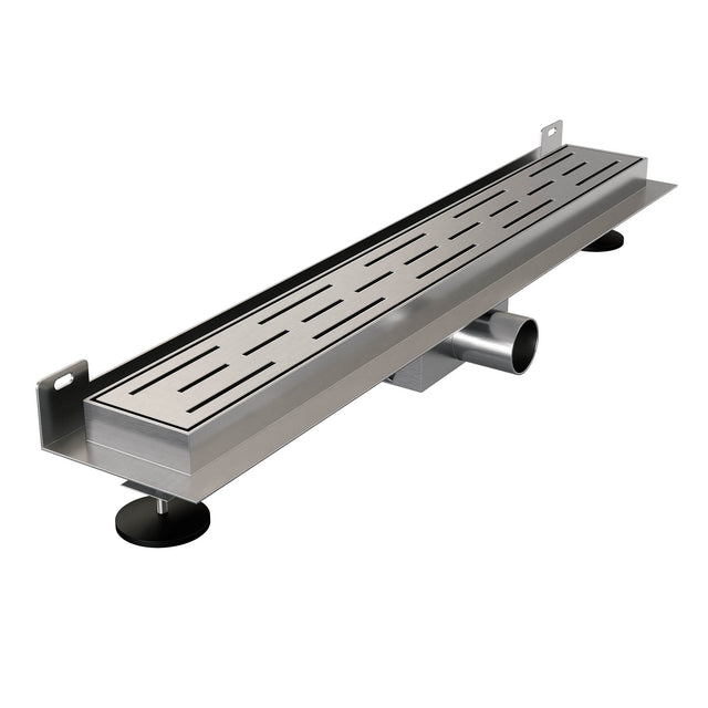 BRAUER Douchegoot met standaard rooster en flens voor wandmontage 7 x 50 RVS geborsteld DR-SRFW50NG