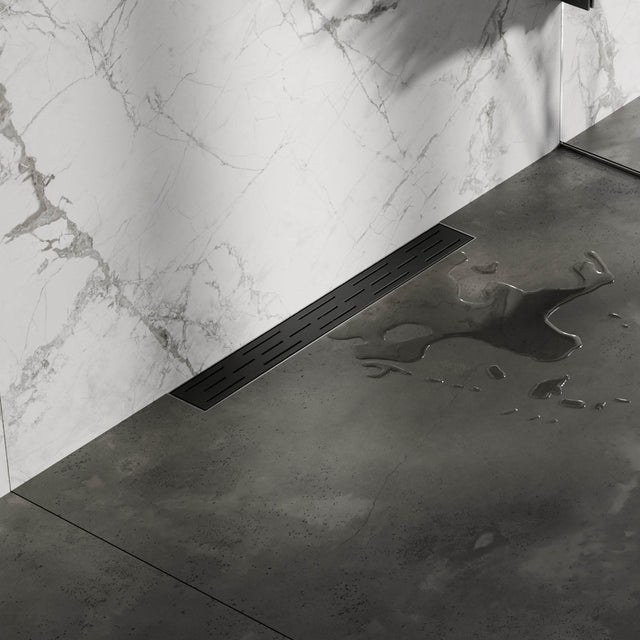 BRAUER Douchegoot met standaard rooster en flens voor wandmontage 7 x 60 zwart