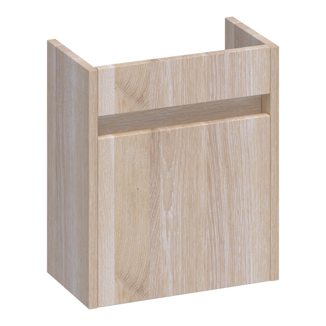 BRAUER Adore fonteinkast 40 met 1 deur greeploos linksdraaiend lamellen eiken wit FO-AR40LLEW