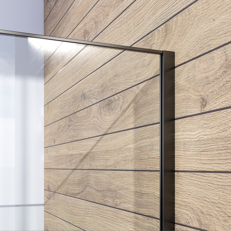 BRAUER Gunmetal Frame Inloopdouche set 1 helder glas 100x200 met muurprofiel en lijst rondom gunmetal geborsteld