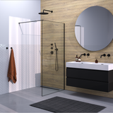 BRAUER Black Frame Inloopdouche set 1 helder glas 100x200 met muurprofiel en lijst rondom mat zwart