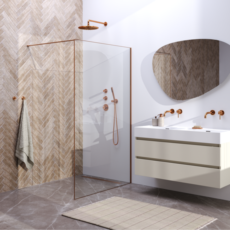 BRAUER Copper Frame Inloopdouche set 1 helder glas 120x200 met muurprofiel en lijst rondom koper geborsteld