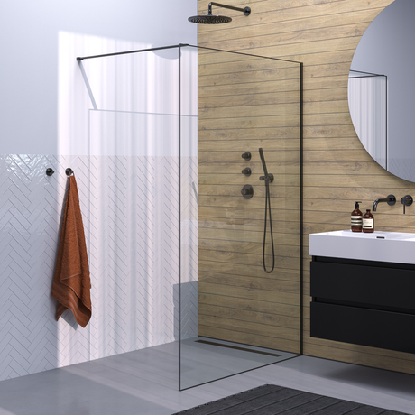 BRAUER Gunmetal Frame Inloopdouche set 1 helder glas 120x200 met muurprofiel en lijst rondom gunmetal geborsteld