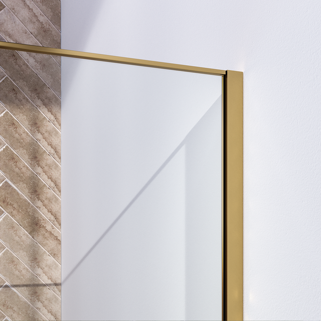 BRAUER Gold Frame Inloopdouche set 1 helder glas 90x200 met muurprofiel en lijst rondom goud geborsteld
