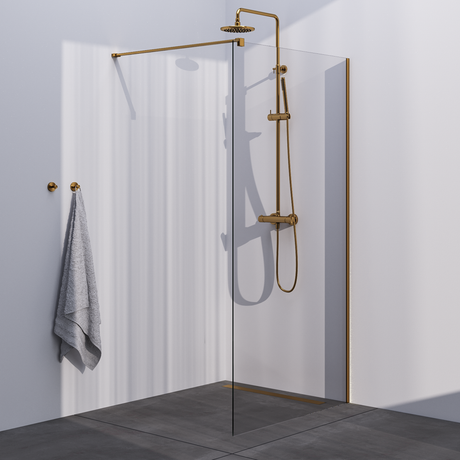 BRAUER Gold Season Inloopdouche set 1 helder glas 100x200 met muurprofiel goud geborsteld