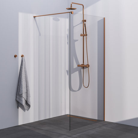 BRAUER Copper Season Inloopdouche set 1 helder glas 110x200 met muurprofiel koper geborsteld