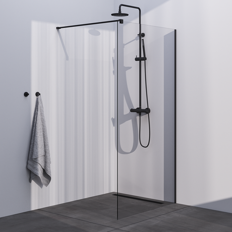 BRAUER Black Season Inloopdouche set 1 helder glas 110x200 met muurprofiel mat zwart