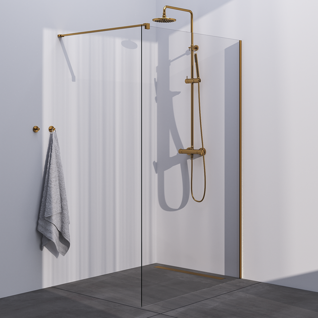 BRAUER Gold Season Inloopdouche set 1 helder glas 120x200 met muurprofiel goud geborsteld