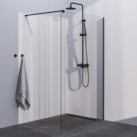 BRAUER Black Season Inloopdouche set 1 helder glas 120x200 met muurprofiel mat zwart