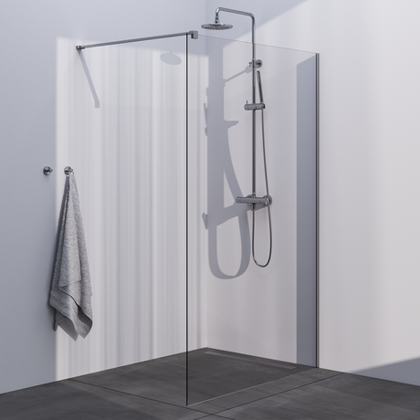 BRAUER Brushed Season Inloopdouche set 1 helder glas 130x200 met muurprofiel RVS-kleurig geborsteld