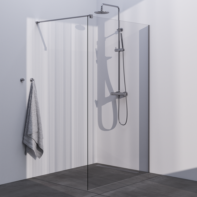 BRAUER Brushed Season Inloopdouche set 1 helder glas 130x200 met muurprofiel RVS-kleurig geborsteld