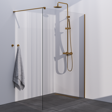 BRAUER Gold Season Inloopdouche set 1 helder glas 140x200 met muurprofiel goud geborsteld