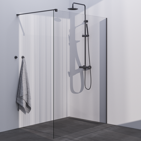 BRAUER Gunmetal Season Inloopdouche set 1 helder glas 140x200 met muurprofiel gunmetal geborsteld