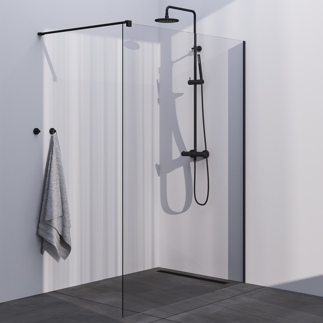 BRAUER Black Season Inloopdouche set 1 helder glas 140x200 met muurprofiel mat zwart