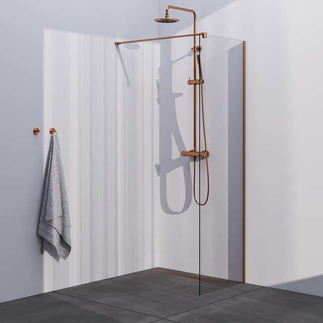 BRAUER Copper Season Inloopdouche set 1 helder glas 60x200 met muurprofiel koper geborsteld