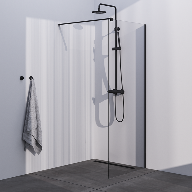 BRAUER Black Season Inloopdouche set 1 helder glas 80x200 met muurprofiel mat zwart