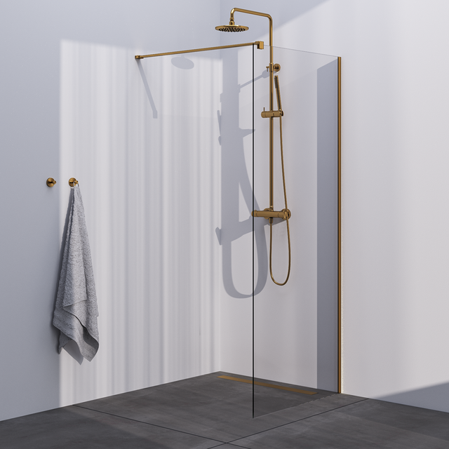 BRAUER Gold Season Inloopdouche set 1 helder glas 90x200 met muurprofiel goud geborsteld