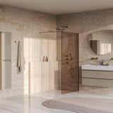 BRAUER Oblivion inloopdouche brons glas 100x200 incl. glascoating PVD goud geborsteld GS-OBI1B100200GG