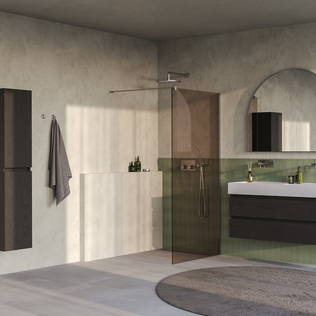 BRAUER Oblivion inloopdouche brons glas 100x200 incl. glascoating PVD RVS-kleurig geborsteld GS-OBI1B100200NG
