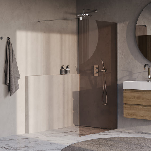 BRAUER Oblivion inloopdouche brons glas 120x200 incl. glascoating chroom GS-OBI1B120200CE