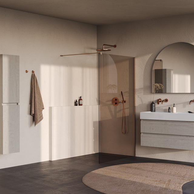BRAUER Oblivion inloopdouche brons glas 120x200 incl. glascoating PVD koper geborsteld GS-OBI1B120200GK
