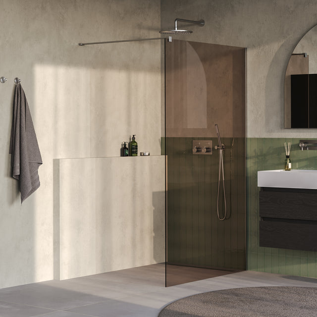 BRAUER Oblivion inloopdouche brons glas 120x200 incl. glascoating PVD RVS-kleurig geborsteld GS-OBI1B120200NG