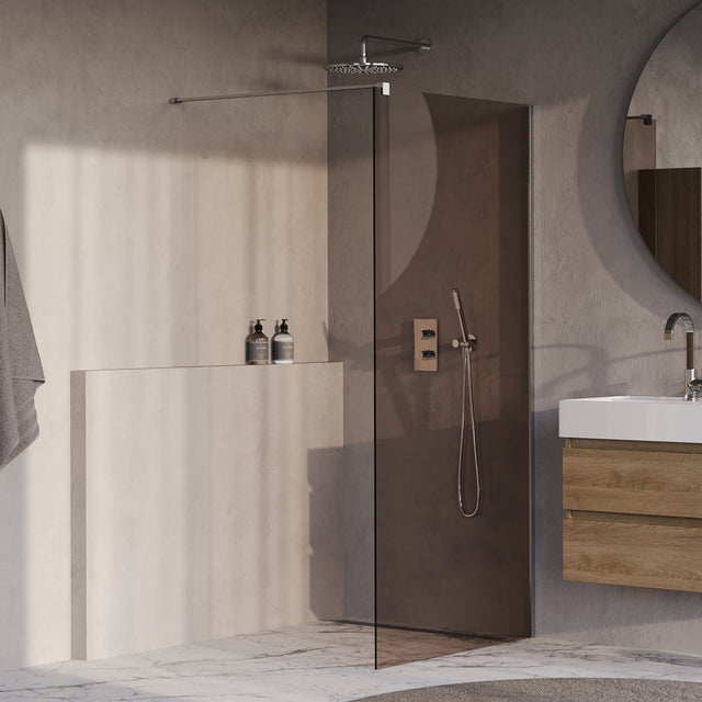 BRAUER Oblivion inloopdouche brons glas 90x200 incl. glascoating chroom GS-OBI1B90200CE