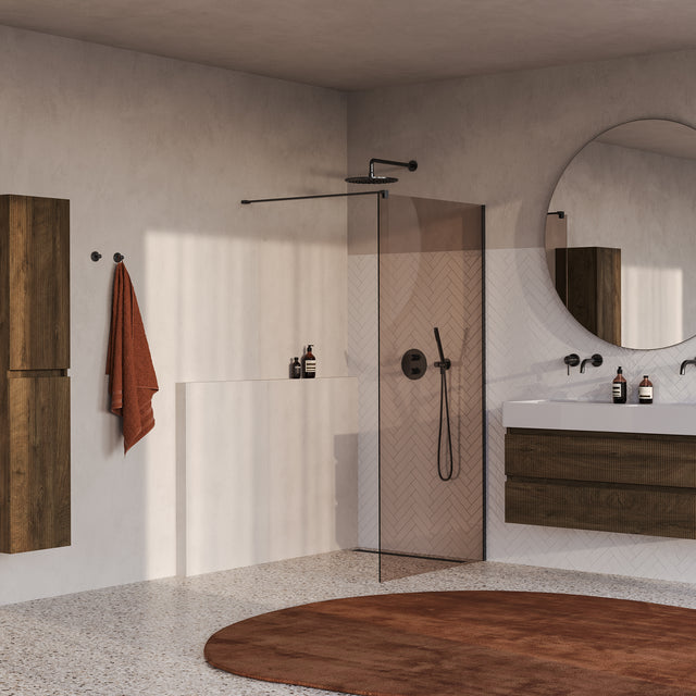 BRAUER Oblivion inloopdouche brons glas 90x200 incl. glascoating PVD gunmetal geborsteld GS-OBI1B90200GM