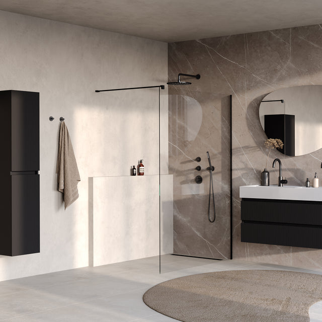 BRAUER Oblivion inloopdouche helder glas 130x200 incl. glascoating mat zwart GS-OBI1H130200MZ