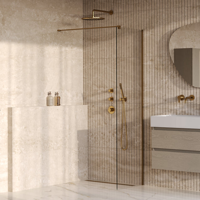 BRAUER Oblivion inloopdouche helder glas 50x200 incl. glascoating PVD goud geborsteld GS-OBI1H50200GG