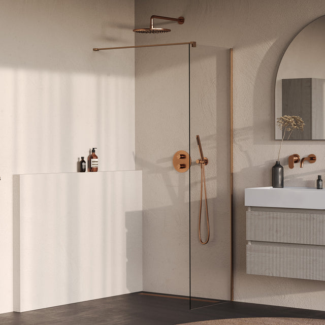 BRAUER Oblivion inloopdouche helder glas 50x200 incl. glascoating PVD koper geborsteld GS-OBI1H50200GK