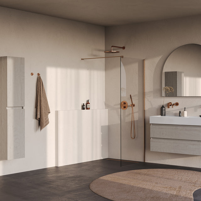 BRAUER Oblivion inloopdouche helder glas 70x200 incl. glascoating PVD koper geborsteld GS-OBI1H70200GK