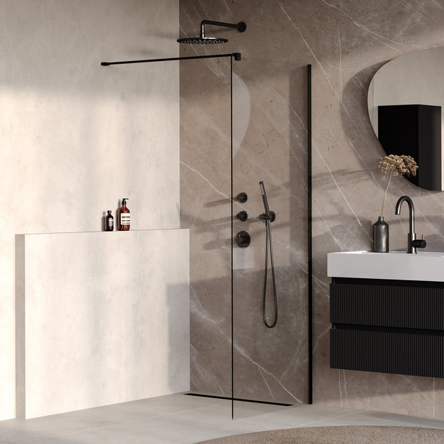 BRAUER Oblivion inloopdouche helder glas 70x200 incl. glascoating mat zwart GS-OBI1H70200MZ
