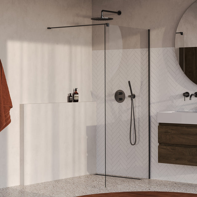 BRAUER Oblivion inloopdouche helder glas 90x200 incl. glascoating PVD gunmetal geborsteld GS-OBI1H90200GM
