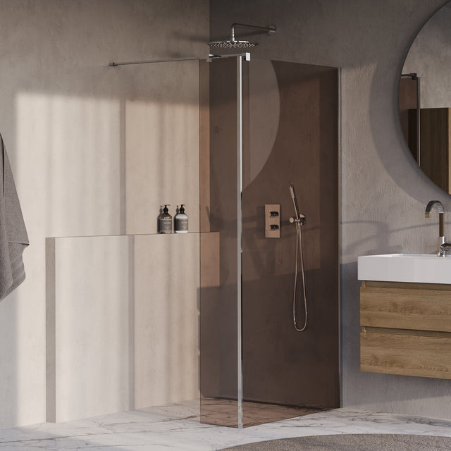 BRAUER Oblivion inloopdouche brons glas 100x200 met zijwand 30 incl. glascoating chroom GS-OBI2B10030200CE
