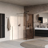 BRAUER Oblivion inloopdouche brons glas 100x200 met zijwand 30 incl. glascoating mat zwart GS-OBI2B10030200MZ