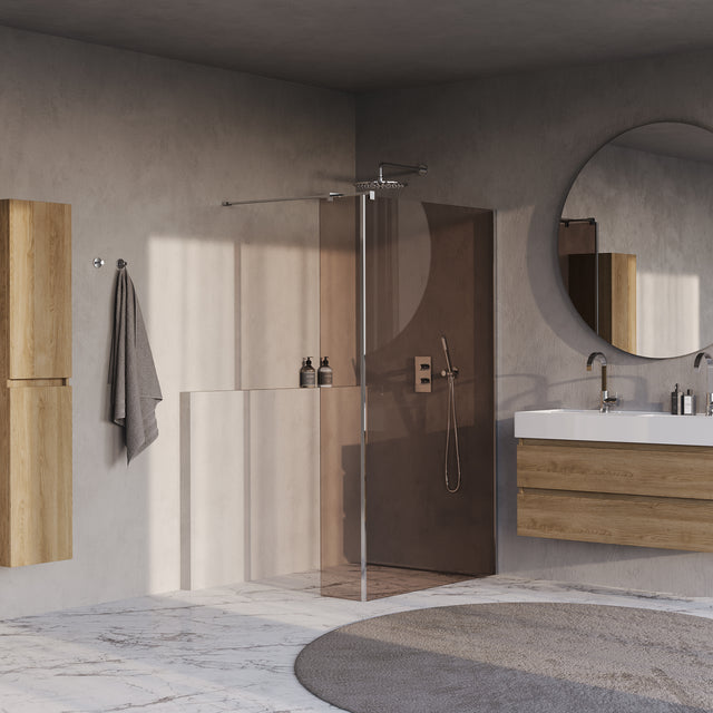 BRAUER Oblivion inloopdouche brons glas 120x200 met zijwand 30 incl. glascoating chroom GS-OBI2B12030200CE