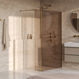 BRAUER Oblivion inloopdouche brons glas 120x200 met zijwand 30 incl. glascoating PVD goud geborsteld GS-OBI2B12030200GG