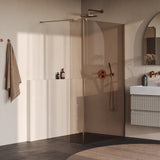 BRAUER Oblivion inloopdouche brons glas 120x200 met zijwand 30 incl. glascoating PVD koper geborsteld GS-OBI2B12030200GK