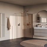 BRAUER Oblivion inloopdouche brons glas 120x200 met zijwand 30 incl. glascoating PVD koper geborsteld GS-OBI2B12030200GK
