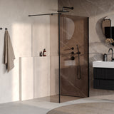 BRAUER Oblivion inloopdouche brons glas 120x200 met zijwand 30 incl. glascoating mat zwart GS-OBI2B12030200MZ