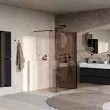 BRAUER Oblivion inloopdouche brons glas 120x200 met zijwand 30 incl. glascoating mat zwart GS-OBI2B12030200MZ