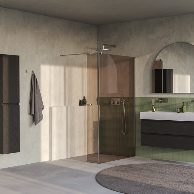 BRAUER Oblivion inloopdouche brons glas 120x200 met zijwand 30 incl. glascoating PVD RVS-kleurig geborsteld GS-OBI2B12030200NG