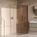 BRAUER Oblivion inloopdouche brons glas 90x200 met zijwand 30 incl. glascoating PVD goud geborsteld GS-OBI2B9030200GG