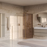 BRAUER Oblivion inloopdouche brons glas 90x200 met zijwand 30 incl. glascoating PVD goud geborsteld GS-OBI2B9030200GG