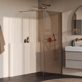 BRAUER Oblivion inloopdouche brons glas 90x200 met zijwand 30 incl. glascoating PVD koper geborsteld GS-OBI2B9030200GK