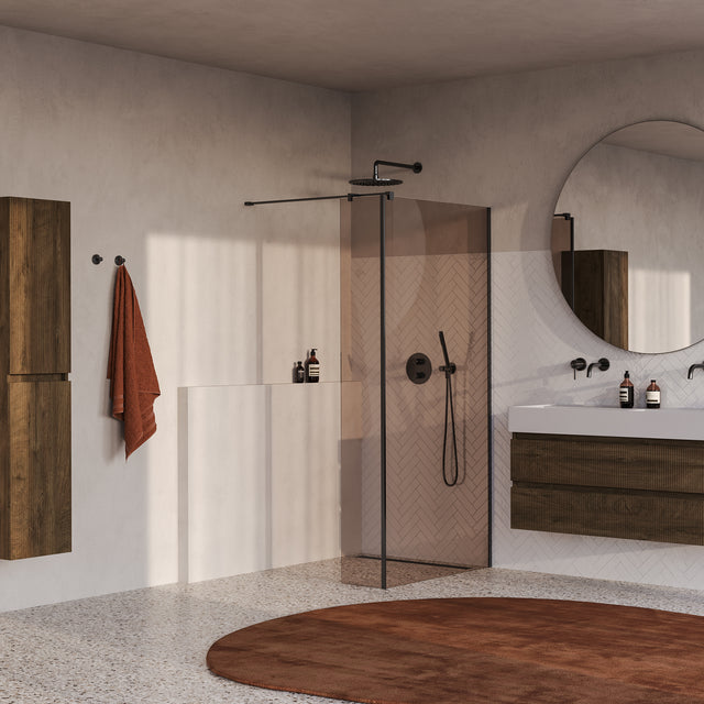 BRAUER Oblivion inloopdouche brons glas 90x200 met zijwand 30 incl. glascoating PVD gunmetal geborsteld GS-OBI2B9030200GM