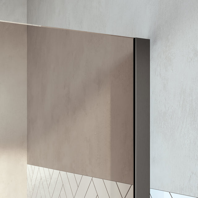 BRAUER Oblivion inloopdouche brons glas 90x200 met zijwand 30 incl. glascoating PVD gunmetal geborsteld GS-OBI2B9030200GM