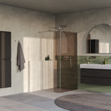 BRAUER Oblivion inloopdouche brons glas 90x200 met zijwand 30 incl. glascoating PVD RVS-kleurig geborsteld GS-OBI2B9030200NG