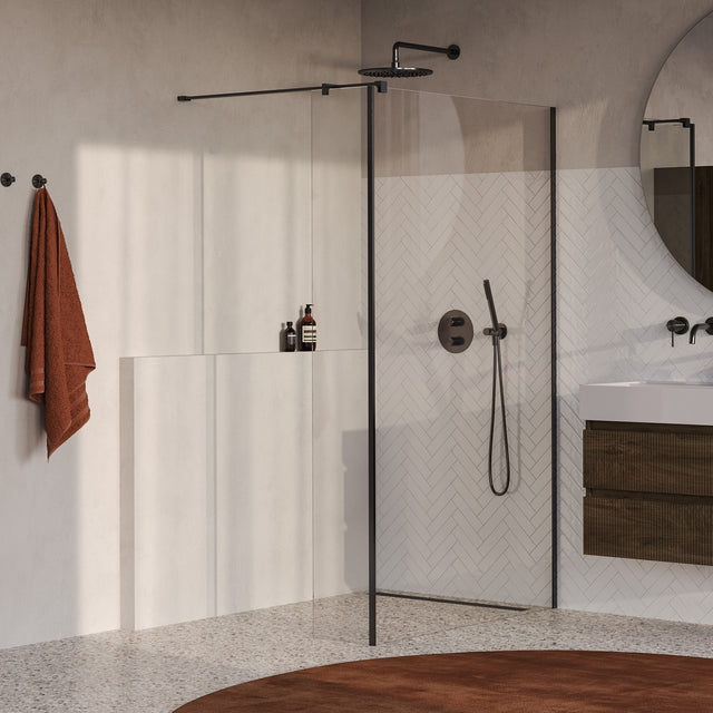 BRAUER Oblivion inloopdouche helder glas 120x200 met zijwand 40 incl. glascoating PVD gunmetal geborsteld GS-OBI2H12040200GM